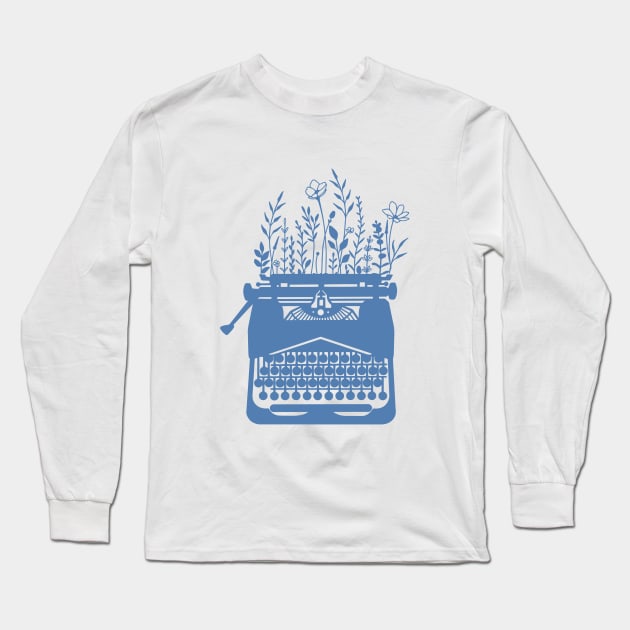 Write machine floral illustration Long Sleeve T-Shirt by Vintage Dream